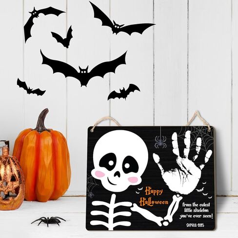 DIY My 1st Halloween Kids Crafts بصمة القدم أو علامة فنية بصمة اليد، حرفة آثار أقدام الطفل الأولى للهالوين للأطفال الصغار مشروع الذاكرة تذكار التقطت الصور الطفل معلم إعلان الدعائم in Kuwait