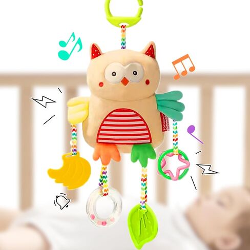 Baby Hanging Toys, Plush Animal Stuffed Sensory Toys for Carseat Stroller Car Seat Crib Play Gym, Baby Toys for 0 3 6 9 12 Months, Baby Boys and Girls Gift (Owl) in Saudi Arabia