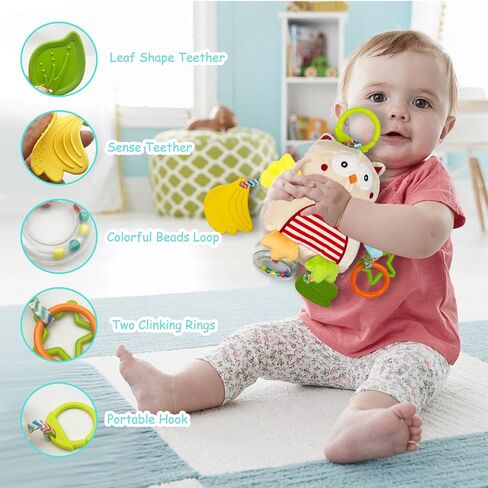 Baby Hanging Toys, Plush Animal Stuffed Sensory Toys for Carseat Stroller Car Seat Crib Play Gym, Baby Toys for 0 3 6 9 12 Months, Baby Boys and Girls Gift (Owl) in Saudi Arabia