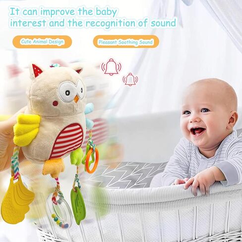 Baby Hanging Toys, Plush Animal Stuffed Sensory Toys for Carseat Stroller Car Seat Crib Play Gym, Baby Toys for 0 3 6 9 12 Months, Baby Boys and Girls Gift (Owl) in Saudi Arabia