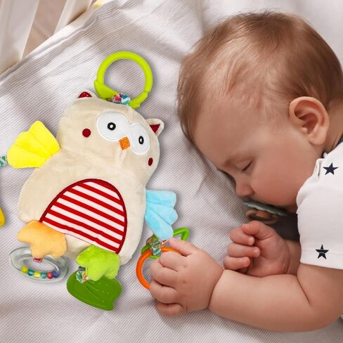 Baby Hanging Toys, Plush Animal Stuffed Sensory Toys for Carseat Stroller Car Seat Crib Play Gym, Baby Toys for 0 3 6 9 12 Months, Baby Boys and Girls Gift (Owl) in Saudi Arabia