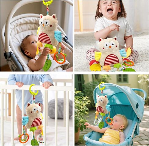Baby Hanging Toys, Plush Animal Stuffed Sensory Toys for Carseat Stroller Car Seat Crib Play Gym, Baby Toys for 0 3 6 9 12 Months, Baby Boys and Girls Gift (Owl) in Saudi Arabia