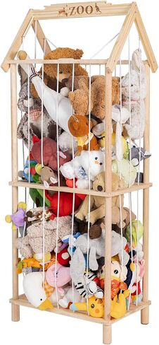 Stuffed Animal Storage, Wooden Stuffed Animal Holder Stuffed Animal Zoo Organizer Cage with Large Capacity, Using for Storing Plushies on Nursery Playroom Bedroom Decor Corner in Saudi Arabia