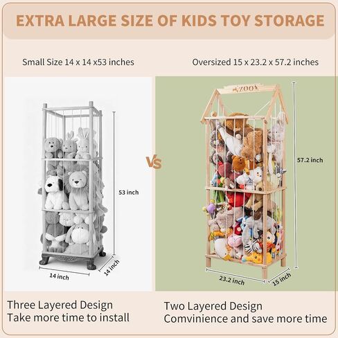 Stuffed Animal Storage, Wooden Stuffed Animal Holder Stuffed Animal Zoo Organizer Cage with Large Capacity, Using for Storing Plushies on Nursery Playroom Bedroom Decor Corner in Saudi Arabia