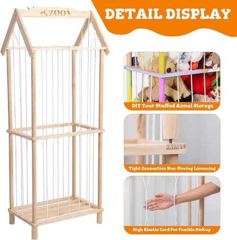 Stuffed Animal Storage, Wooden Stuffed Animal Holder Stuffed Animal Zoo Organizer Cage with Large Capacity, Using for Storing Plushies on Nursery Playroom Bedroom Decor Corner in Saudi Arabia