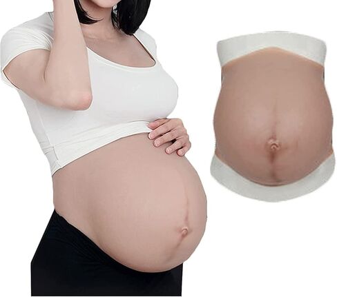 Fake Pregnant Belly, Artificial Silicone Adult Belly Stuffer False Belly Baby Fake Pregnancy Bump for Actor Performance Photography Props, Screen Performance. (M,color1) in Kuwait