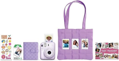 Fujifilm Instax Mini 12 Instant Film Camera All Included Holiday Bundle 2025 + Heart Sketch Instant Film 10 Exposures (Pastel Blue) in Saudi Arabia