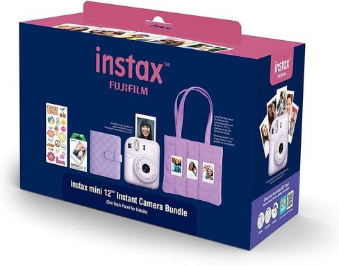 Fujifilm Instax Mini 12 Instant Film Camera All Included Holiday Bundle 2025 + Heart Sketch Instant Film 10 Exposures (Pastel Blue) in Saudi Arabia