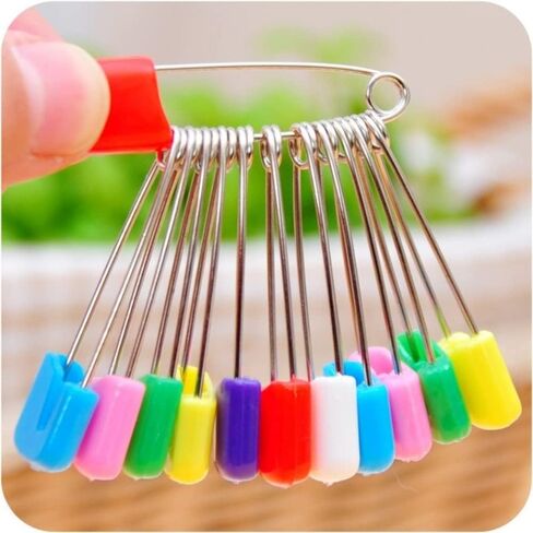 500 Pcs Safety Pins 2.1 Inch Plastic Head Diaper Pins with Safety Lock Closure Stainless Steel Saliva Towel Pins Triangle Towel Safety Pins in Saudi Arabia