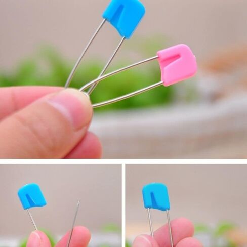 500 Pcs Safety Pins 2.1 Inch Plastic Head Diaper Pins with Safety Lock Closure Stainless Steel Saliva Towel Pins Triangle Towel Safety Pins in Saudi Arabia
