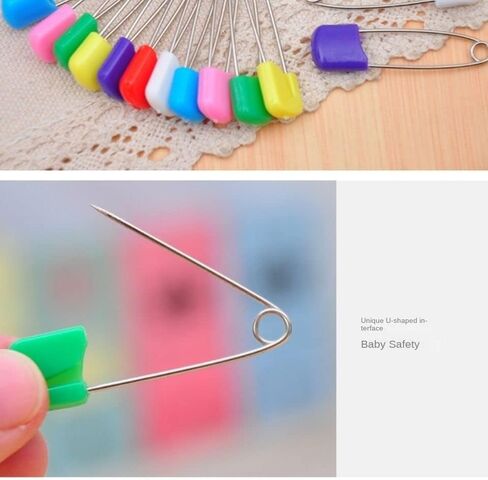 500 Pcs Safety Pins 2.1 Inch Plastic Head Diaper Pins with Safety Lock Closure Stainless Steel Saliva Towel Pins Triangle Towel Safety Pins in Saudi Arabia