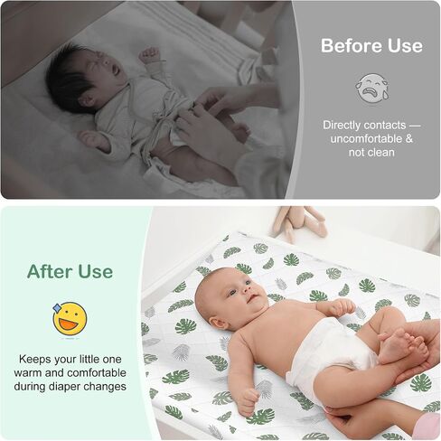 FIOBEE Changing Pad Cover Waterproof 2 Pack Quilted Diaper Change Table Sheets Breathable & Ultra Soft for Newborn Baby Boys Girls Fitted Changer Pads 32"x 16", Pink in Saudi Arabia