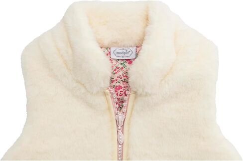 Mud Pie Baby Kids Girl Ivory Fur Zip Vest in Saudi Arabia