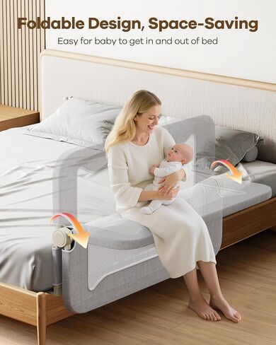 Foldable Bed Rail for Toddlers, 59in Reinforced Carbon Steel Frame&Connectors, Breathable Cationic Fabric, Safety Toddler Bed Rails for Queen, King, Twin, Full, No-Tool Setup. in Saudi Arabia