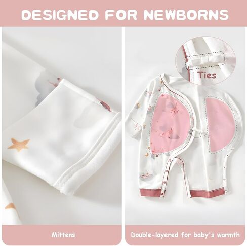 Organic Cotton 0-6M Unisex Newborn Baby Sleepers Pajamas | Ultra Soft, Gender Neutral, Double-Layer Belly Cover, Breathable, Footless, No Shrinking Fading or Pilling Wash After Wash in Saudi Arabia