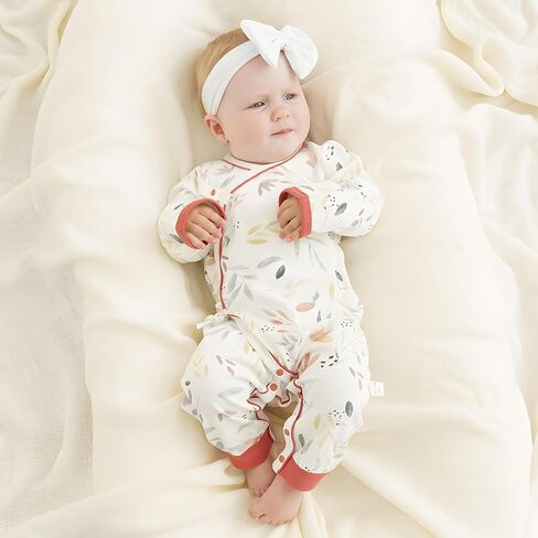 Organic Cotton 0-6M Unisex Newborn Baby Sleepers Pajamas | Ultra Soft, Gender Neutral, Double-Layer Belly Cover, Breathable, Footless, No Shrinking Fading or Pilling Wash After Wash in Saudi Arabia