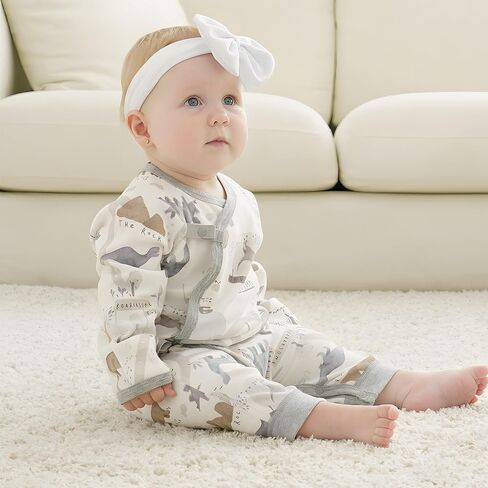 Organic Cotton 0-6M Unisex Newborn Baby Sleepers Pajamas | Ultra Soft, Gender Neutral, Double-Layer Belly Cover, Breathable, Footless, No Shrinking Fading or Pilling Wash After Wash in Saudi Arabia
