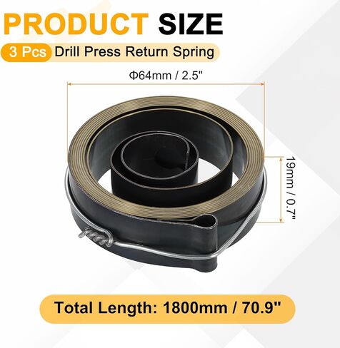 HARFINGTON 3Pcs Drill Press Return Spring, 64 x 19 x 0.7 mm Coil Spring Assembly Steel Chemical Blackening Finish for Various Vacuum Volume Cleaner Coil Systems in Saudi Arabia