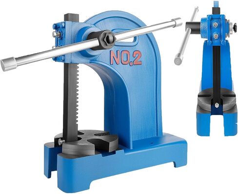 2 Ton Arbor Press with 3 Extra Drifts, Manual Arbor Press Reversible Ram, Heavy-duty Manual Desktop Arbor Press with Removable Steel Anvil 17.32" Height for Metal Cutting/Deforming (2T Blue) in Saudi Arabia
