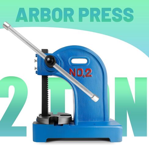 2 Ton Arbor Press with 3 Extra Drifts, Manual Arbor Press Reversible Ram, Heavy-duty Manual Desktop Arbor Press with Removable Steel Anvil 17.32" Height for Metal Cutting/Deforming (2T Blue) in Saudi Arabia
