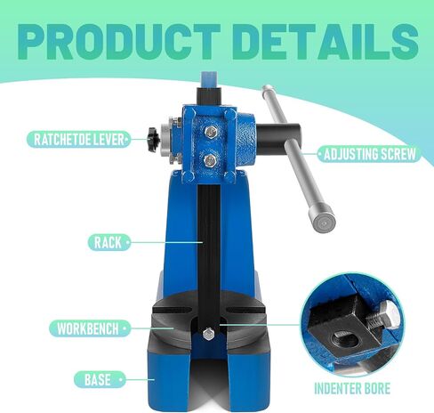 2 Ton Arbor Press with 3 Extra Drifts, Manual Arbor Press Reversible Ram, Heavy-duty Manual Desktop Arbor Press with Removable Steel Anvil 17.32" Height for Metal Cutting/Deforming (2T Blue) in Saudi Arabia