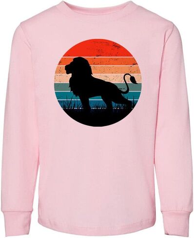 Lion Silhouette Retro Toddler Kids Long Sleeve T-Shirt in Saudi Arabia