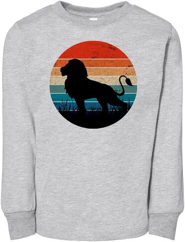 Lion Silhouette Retro Toddler Kids Long Sleeve T-Shirt in Saudi Arabia