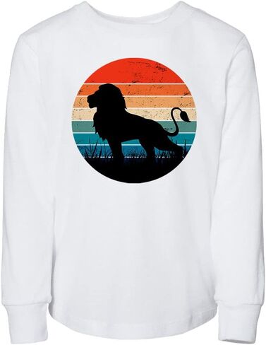 Lion Silhouette Retro Toddler Kids Long Sleeve T-Shirt in Saudi Arabia