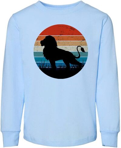 Lion Silhouette Retro Toddler Kids Long Sleeve T-Shirt in Saudi Arabia