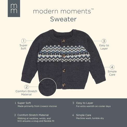 Modern Moments by Gerber Baby Boys' and Toddler Holiday Fair Isle Sweater in Saudi Arabia