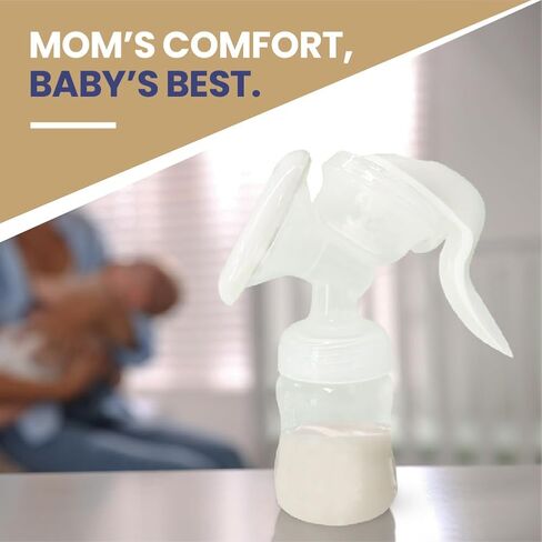 Manual Breast Pump – BPA Free, Quiet & Portable Milk Extractor | Soft Silicone Comfort Flange, Easy to Clean & Assemble, Includes 180ml Bottle | Breastfeeding Essentials Gift Set in Saudi Arabia