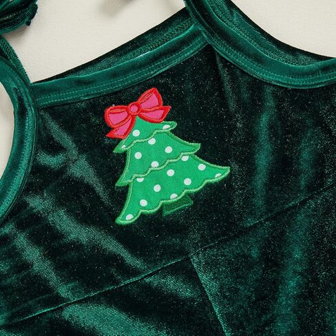 Christmas Baby Girl Outfit Christmas Tree Sleeveless Velvet Romper Jumpsuit Bell Bottom Pants Toddler Fall Clothes in Saudi Arabia