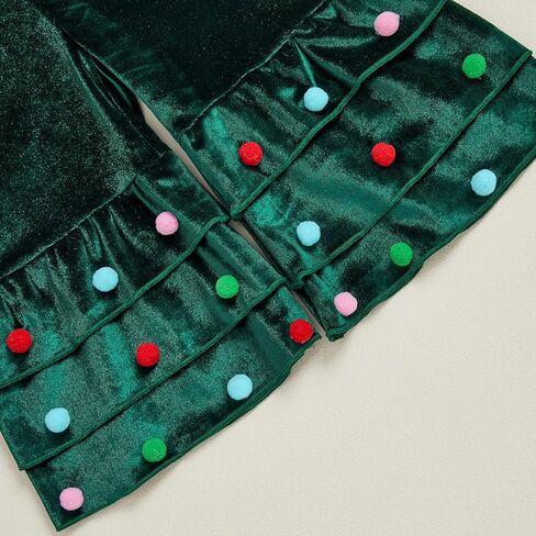 Christmas Baby Girl Outfit Christmas Tree Sleeveless Velvet Romper Jumpsuit Bell Bottom Pants Toddler Fall Clothes in Saudi Arabia