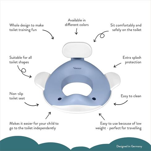 Kindsgut Potty Training Seat in whale design, designed in Germany, suitable for all toilet shapes non-slip toilet seat, Pigeon Blue in Kuwait