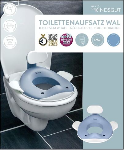 Kindsgut Potty Training Seat in whale design, designed in Germany, suitable for all toilet shapes non-slip toilet seat, Pigeon Blue in Kuwait
