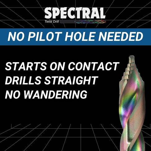 Spectral 3/8" Step Point HSS Drill Bit, Stepped Point 135° Split Point Tip, M2 Steel, 3-Flat Shank, Multi-Color Finish, 2-Pack in Saudi Arabia