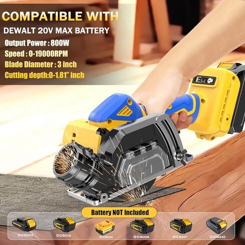 Cordless Cut Off Tool Compatible With DeWalt 20V MAX Battery Compact Rotorazer Saw Brushless with 3" Blades,2 Speed Adjustment 19000RPM for Metal/Wood/Tile/Plastic Cutting(Too Only) in Kuwait
