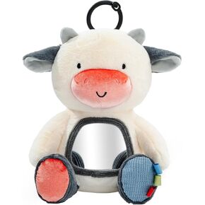 Koty Musical Tummy Time Toy,Baby Mirror Toy 3 Years Old, Infant Sensory Toy with Crinkle Sounds, Textures, Mirror & Melody Music Box for Tummy Time and Self-Discovery (White Cow) in Kuwait