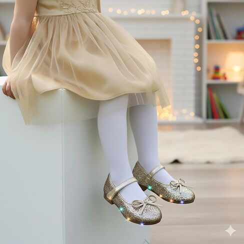حذاء نوفا يوتوبيا المضيء للفتيات الصغيرات فستان باليه ماري جين بفيونكة مسطحة in Kuwait