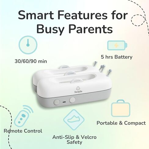 Intelligent Rocker Accessory for Baby Stroller - Automatic Soother for Peaceful Sleep - Type-C Rechargeable Cradle Roller with Adjustable Speed, Remote and Timer- Stroller Rocker & Bouncer-SwaySo in Saudi Arabia