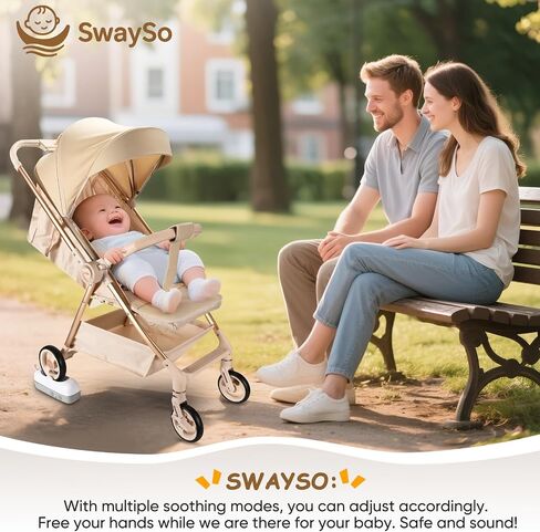 Intelligent Rocker Accessory for Baby Stroller - Automatic Soother for Peaceful Sleep - Type-C Rechargeable Cradle Roller with Adjustable Speed, Remote and Timer- Stroller Rocker & Bouncer-SwaySo in Saudi Arabia