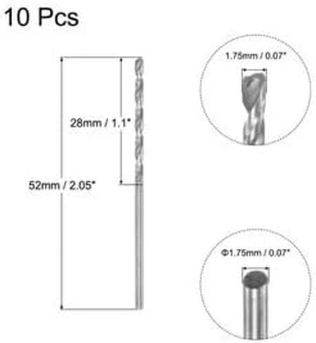 #US 10pack 1.75mm لقم الثقب الفولاذية عالية السرعة الأرض بالكامل 52mm طول مثقاب الخشب in Kuwait
