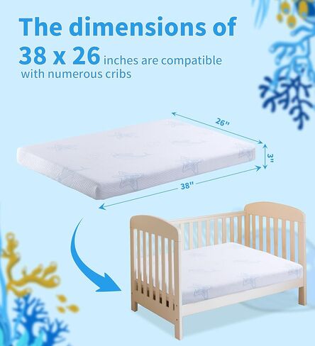 Pack and Play Mattress, 38"x26" Dual-Sided Memory Foam Pack N Play Mattresses for Playard Mini Crib Mattresses for Baby Includes Removable Washable Cover in Saudi Arabia