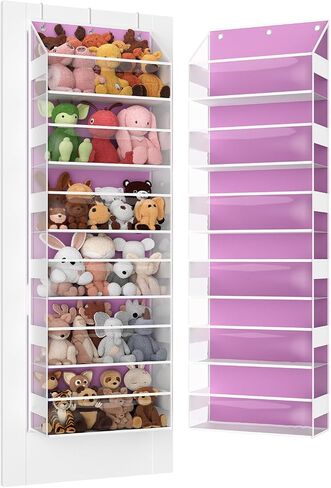 Over the Door Organizes- 6 Tier Stuffed Animal Storage, Hanging Organizer for Toys/Plushies, Back Door Organizers and Storage Holder Bag for Bathroom Nursery Newborn Baby Essential Stuff (Clear) in Kuwait