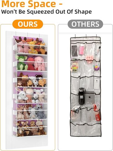 Over the Door Organizes- 6 Tier Stuffed Animal Storage, Hanging Organizer for Toys/Plushies, Back Door Organizers and Storage Holder Bag for Bathroom Nursery Newborn Baby Essential Stuff (Clear) in Kuwait