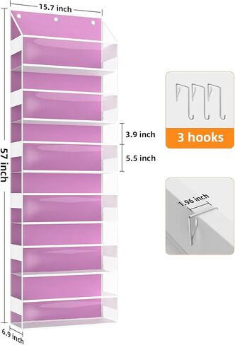 Over the Door Organizes- 6 Tier Stuffed Animal Storage, Hanging Organizer for Toys/Plushies, Back Door Organizers and Storage Holder Bag for Bathroom Nursery Newborn Baby Essential Stuff (Clear) in Kuwait