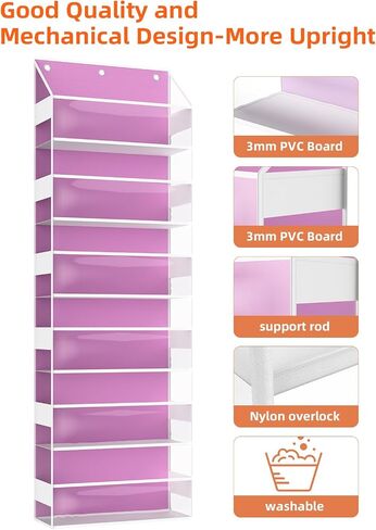 Over the Door Organizes- 6 Tier Stuffed Animal Storage, Hanging Organizer for Toys/Plushies, Back Door Organizers and Storage Holder Bag for Bathroom Nursery Newborn Baby Essential Stuff (Clear) in Kuwait