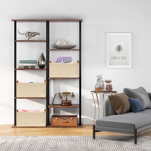 SNWDN 6 عبوات من صناديق تخزين الملابس للأرفف، وسلال تخزين متوسطة للأرفف، وصناديق قماشية لتنظيم الخزانة بمقابض (بيج 15 بوصة طول × 10 بوصة عرض × 8 بوصة ارتفاع) in Kuwait