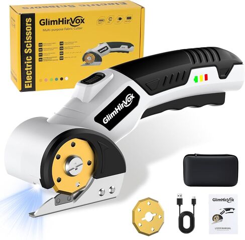 Electric Box Cutter for Cardboard, 4.2V Cordless Electric Scissors up to 1/4", Cordless Cardboard Cutter with 2 Titanium Blades, with Safety Lock & LED, for Fabric, Leather, Plastic, Carpet in Saudi Arabia