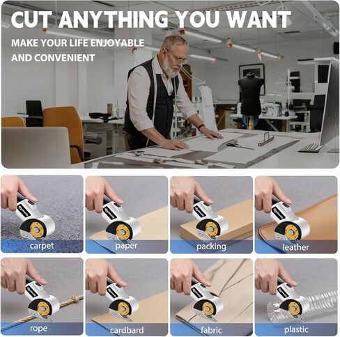 Electric Box Cutter for Cardboard, 4.2V Cordless Electric Scissors up to 1/4", Cordless Cardboard Cutter with 2 Titanium Blades, with Safety Lock & LED, for Fabric, Leather, Plastic, Carpet in Saudi Arabia
